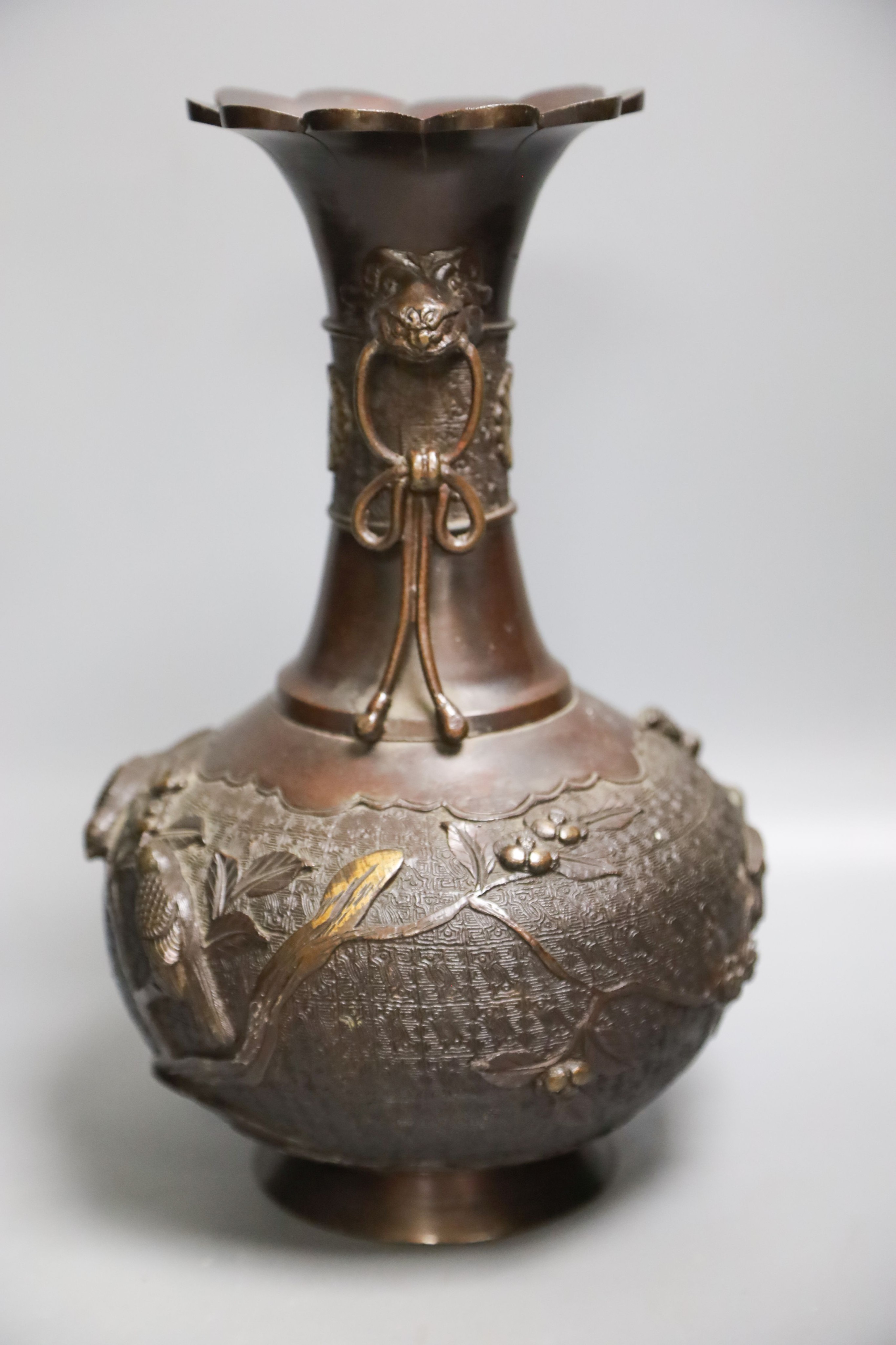 A Japanese bronze vase, Meiji period 31cm